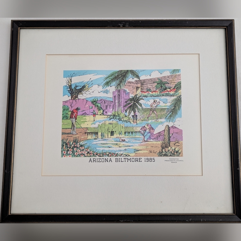 Vintage Arizona Biltmore 1985 Framed Travel Advertising Print